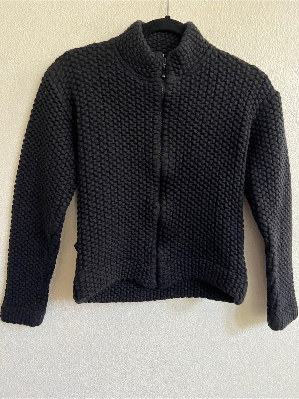 BURTON Vintage 100% Wool Heavy Crisscross Texture Zip Jacket Black Women's XS